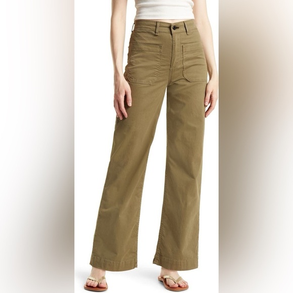 ASKK NY Pants - Askk NY Sailor High Waist Wide Leg Cargo Pants Olive Green Size 34 EUC